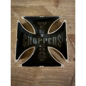 West Coast Choppers Iron Cross Ashtray Jesse James Metal Biker Collectible Silve